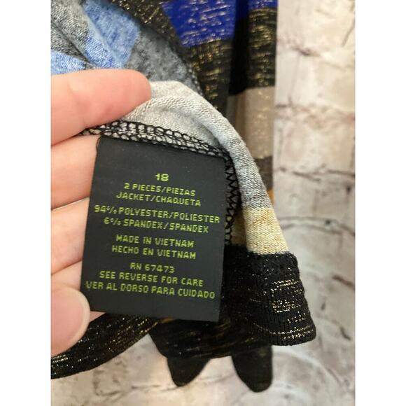 DN Design Top Womens 18 Layering Coverlet Cropped Striped Glitter Evening Open - Picture 13 of 14